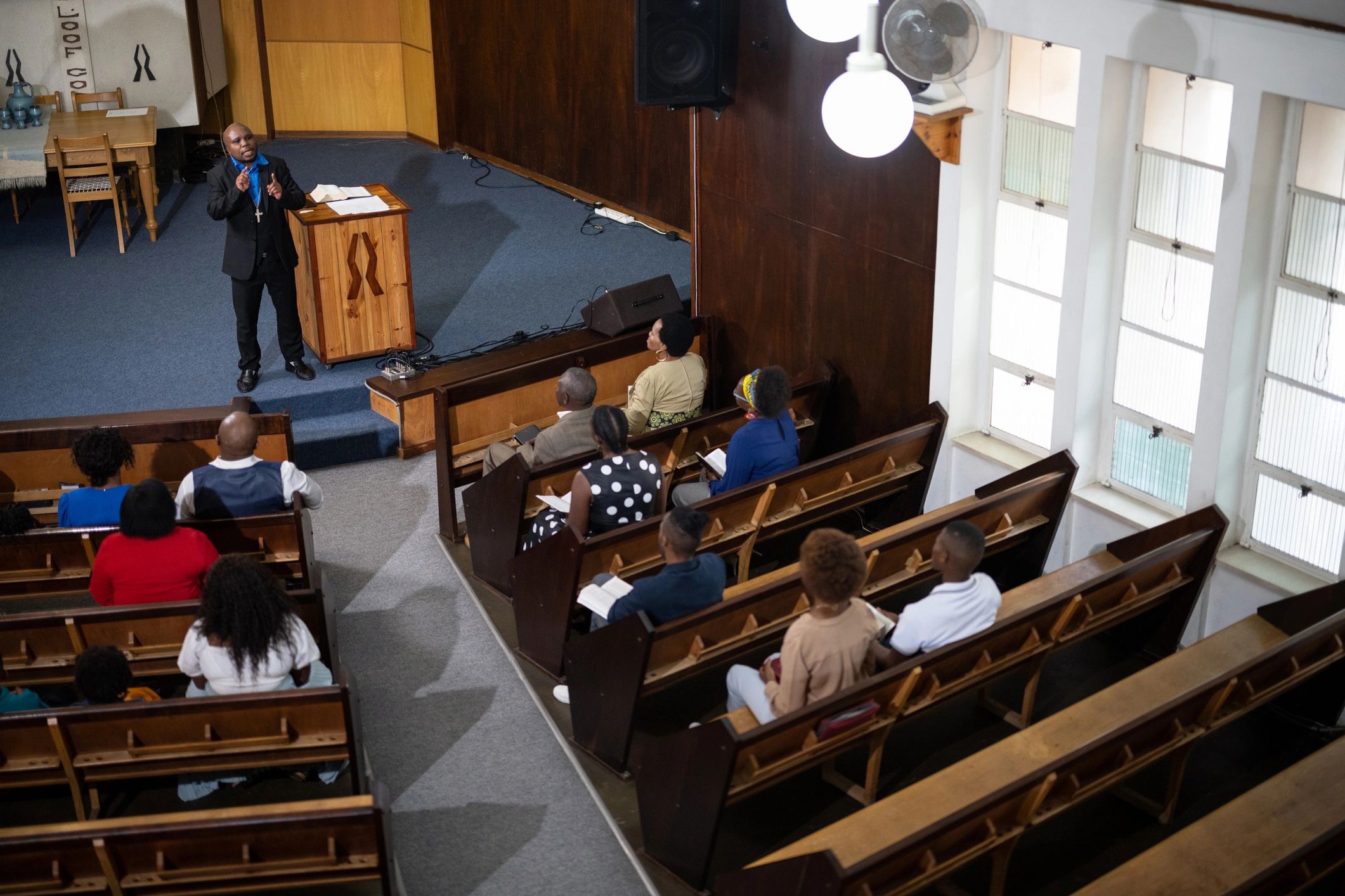 Church congregation during worship service