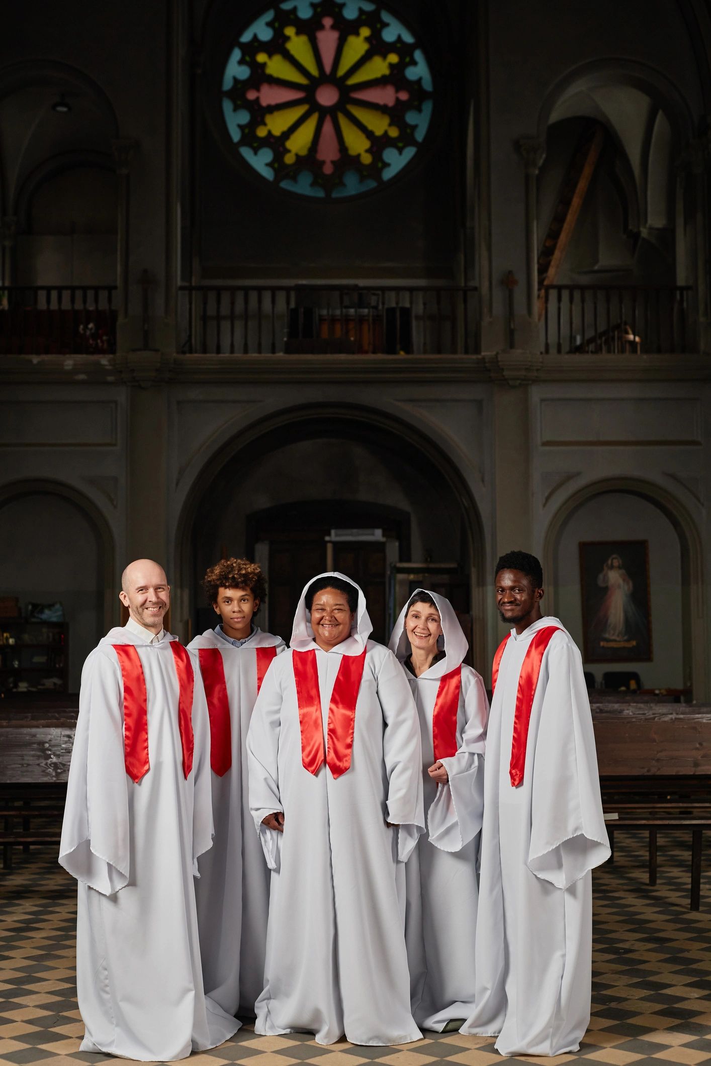Church choir and ministry team standing together
